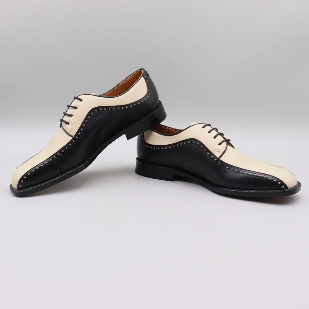 Mezlan Pesaro Mens Size 9M US Two Tone Leather Wingtip Spectator Oxford Shoes